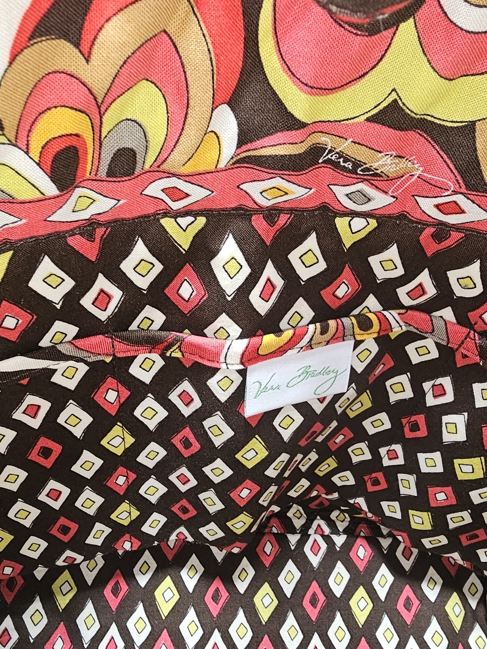 Vera Bradley Quilted Floral Tote in Black, Pink, Red & Yellow - Picture 6 of 8